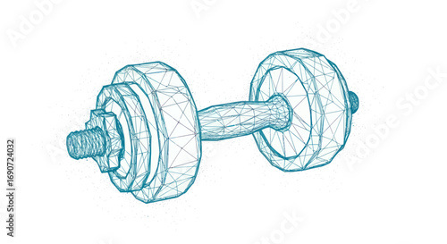 Wireframe illustration of a single adjustable dumbbell for fitness and weightlifting.