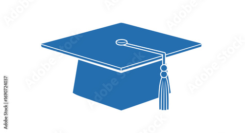 Blue graduation cap with tassel symbolizing academic achievement and success.