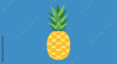 Simple flat vector illustration of a ripe tropical pineapple fruit.