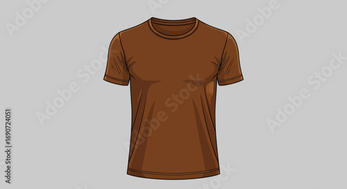 Close up of a plain brown t-shirt.
