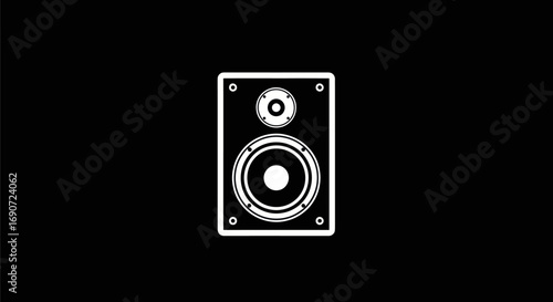 White speaker on black background.