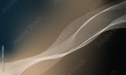 "Elegant Wave Mesh on Gradient Backdrop"

Description:
A sophisticated abstract background featuring a delicate mesh wave flowing diagonally across a gradient backdrop of deep blue, soft brown.