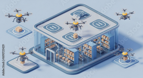 Drone delivery logistics warehouse automation and supply chain management for e commerce and retail industry tech
