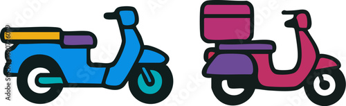 Colorful Cartoon Scooters for Delivery and Transport.