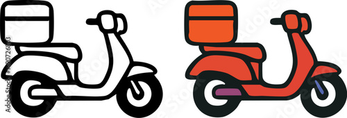 Delivery Scooter Icon Illustration for Food Service.