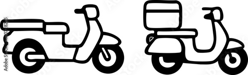 Scooter Delivery and Transport Icons Set.
