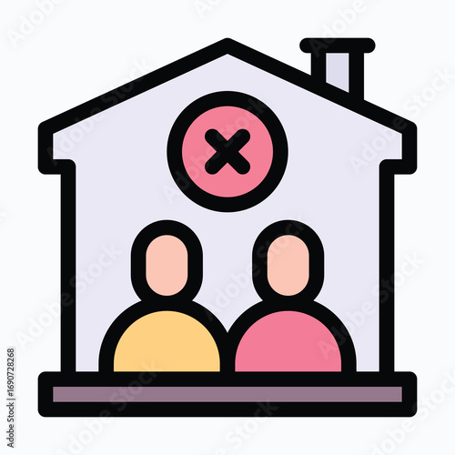 Family Refusal Sharing House Isolated Vector Lineal Color Icon