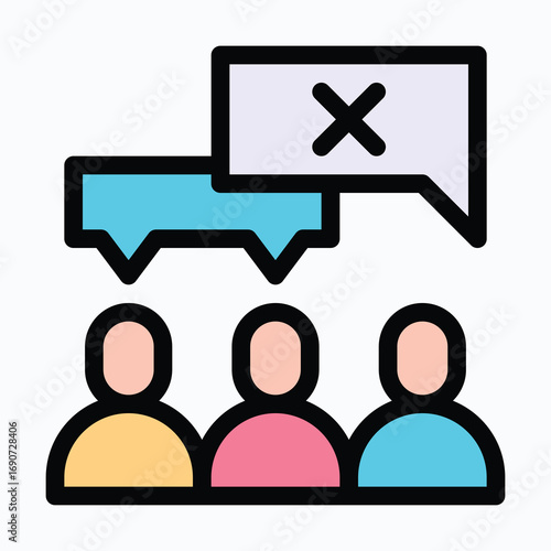 Group Refusal Isolated Vector Lineal Color Icon