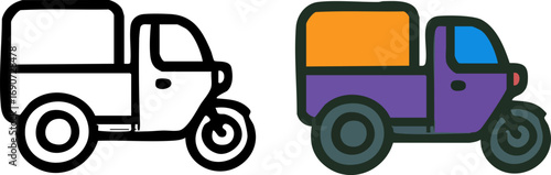 Small Delivery Tricycle Icon Illustration.