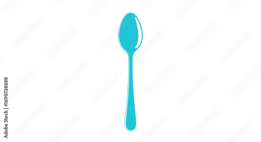 Fototapeta premium Simple cyan spoon kitchen utensil vector illustration.