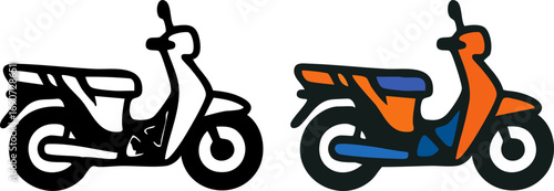 Stylized Scooter Vector Illustration Set.