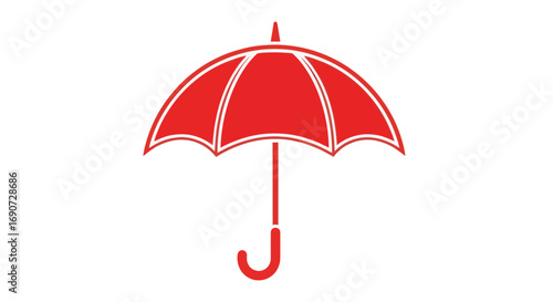 Red umbrella illustration isolated on white background for weather protection.