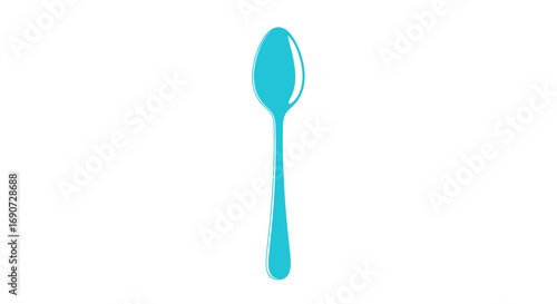 Simple cyan spoon kitchen utensil vector illustration.
