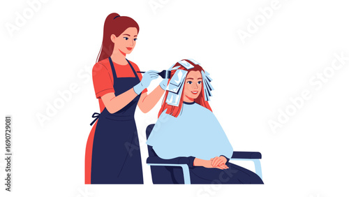 Hair Color Transformation: A skilled stylist applies color to a client's hair, transforming their look with expert technique and a touch of artistic flair.