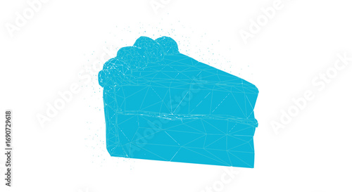 A slice of delicious blue cake with creamy topping.