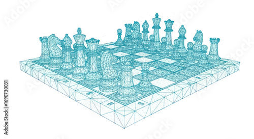 Chessboard with Pieces in Strategic Arrangement.