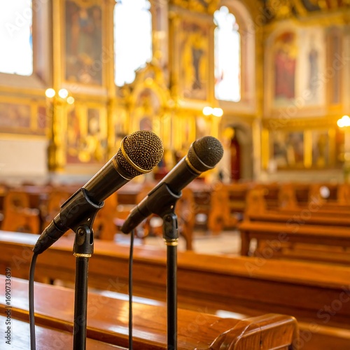 Two microphones in church