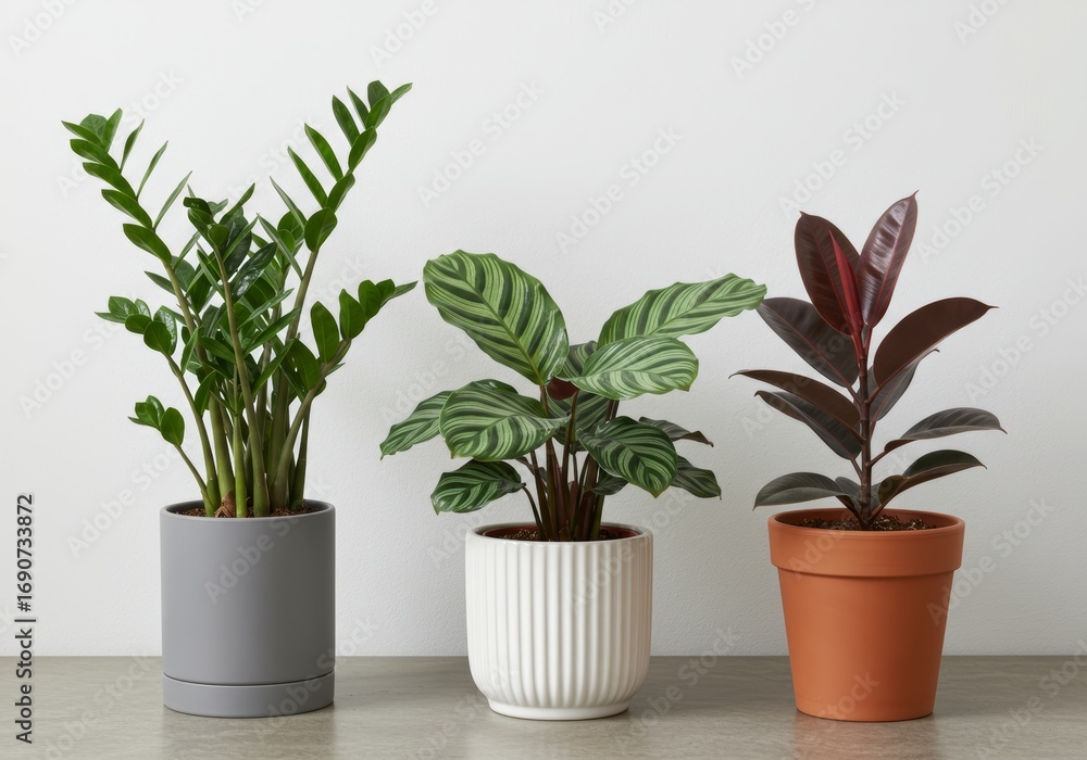 Obraz premium Houseplants thrive indoors in a minimalist home setting
