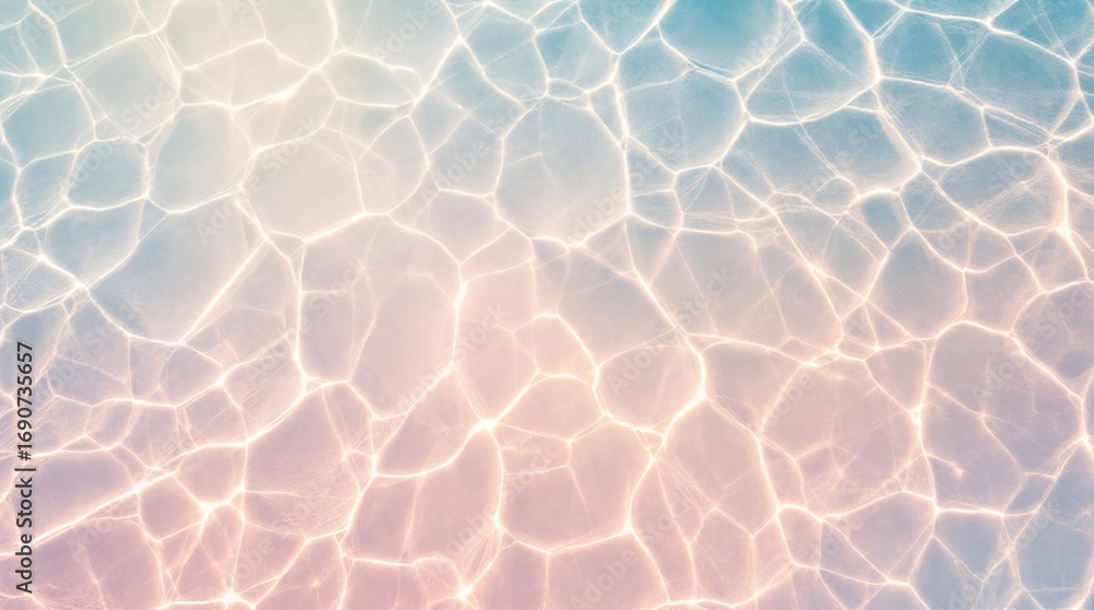 Obraz premium Sun light reflecting on water surface creating abstract patterns. Blue and pink gradient background for summer and relax concept.