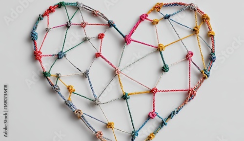 Colorful heart shaped design of interconnected lines