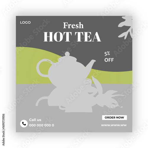 A box of tea  is labeled as tea flyer design 


