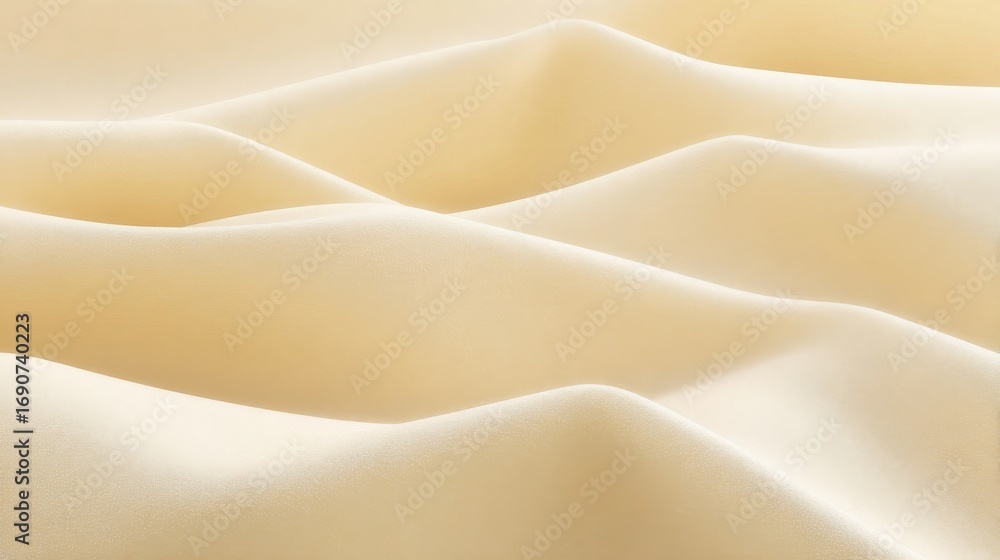 Fototapeta premium Soft, smooth textured material in light cream with gentle wavy shapes, evoking calm and comfort,