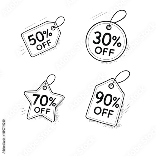 Discount token Line art vector design.