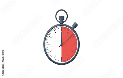 Classic stopwatch icon with a 30-minute marked segment, symbolizing time measurement and deadlines