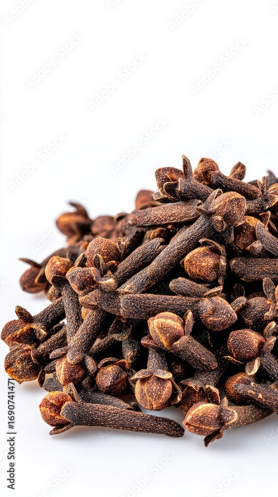 Obraz premium Pile Of Dried Cloves On White Background