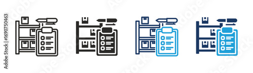 Set of Inventory Check icon collection in Multiple Style. Icon suitable for web and mobile application.