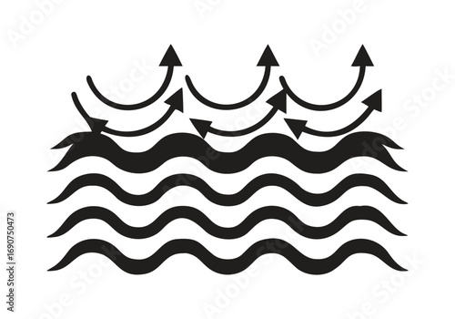 Upward Arrows Over Wavy Lines Symbolizing Evaporation Keywords: evaporation, with Vector Design