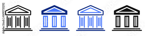 Vector icon or logo of bank building related to business and finance, credit and loan, bank service. Symbol for website or app UI, logo design, illustration