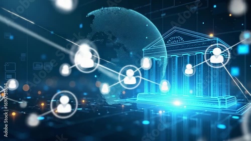 Wallpaper artwork illustrating central bank digital currencies with broad empty space and sleek digital visuals depicting government digital money systems advanced secure transaction networks and inno