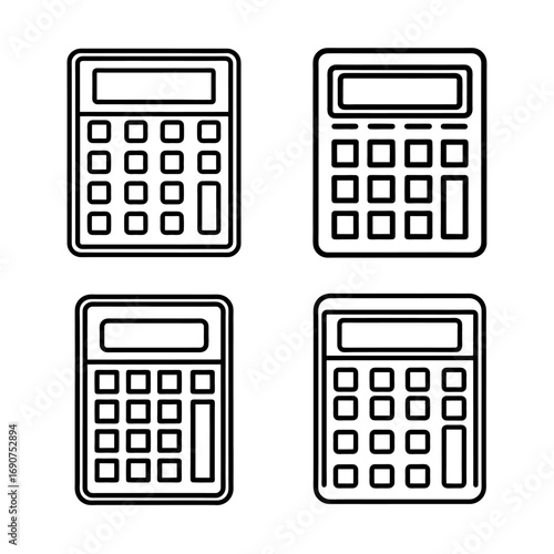 Calculator Vector Illustration Set and Math, Finance, Business, Accounting, Education Icons