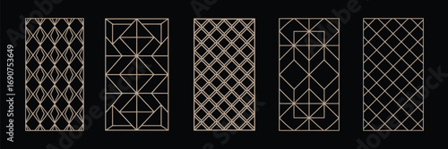 Laser Cut Vector Pattern Set – Abstract Geometric Ornaments with Lines, Grid, Lattice and Stripes for Decorative Wood, Metal, Plastic or Paper Stencil Design Projects