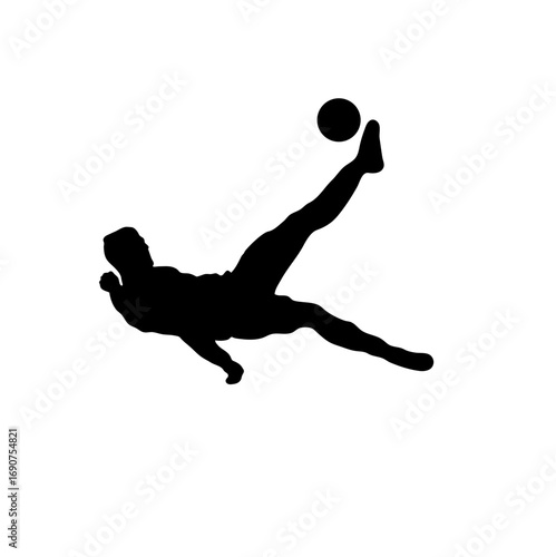 silhouette of a man jumping overhead kick football soccer logo