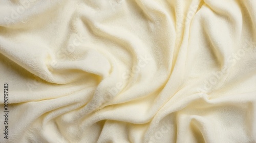 Soft pale yellow fabric with smooth texture and gentle folds,