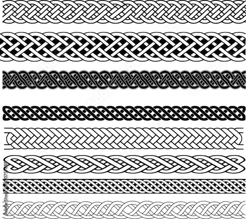 Celtic Knot Borders Vector Set – Seamless Interlaced Line Patterns