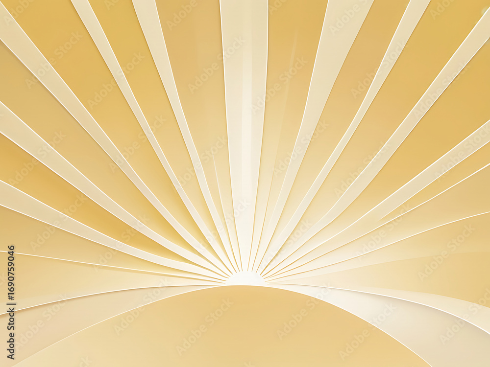 Obraz premium Golden sunburst radiating outwards from a curved horizon creating a warm and optimistic abstract background