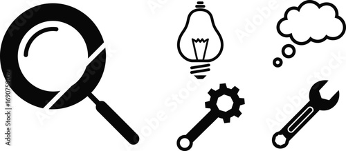 Abstract concept of ideas and innovation with light bulb and cloud symbols vector
