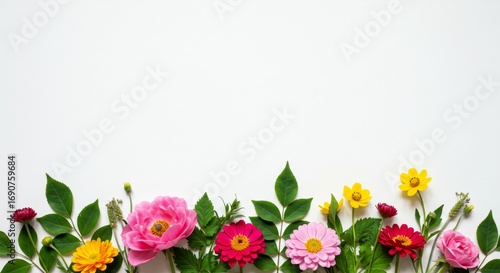 Wallpaper Mural Vibrant Floral Border on White Background Torontodigital.ca