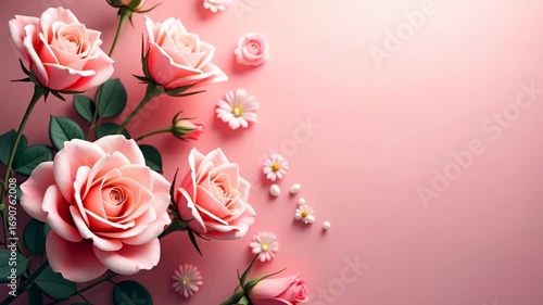 Stunning Mother's Day Roses: Vibrant Floral Stock Image with Artistic Detailing for Promotional Campaigns and Digital Media - Perfect for Marketing Needs with Space for Text