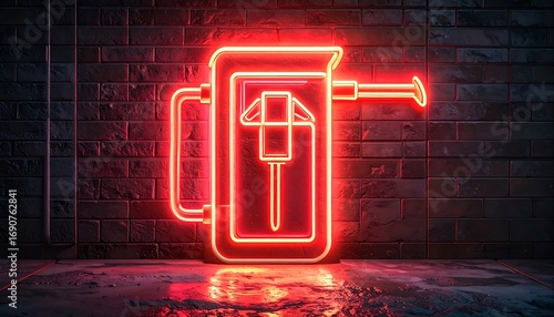 Neon sign of a construction tool