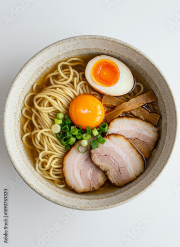 Traditional Ramen Bowl with Soft-Boiled Egg and Pork