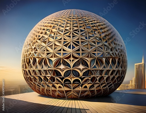 intricate sphere pattern on modern architectural building fa ade