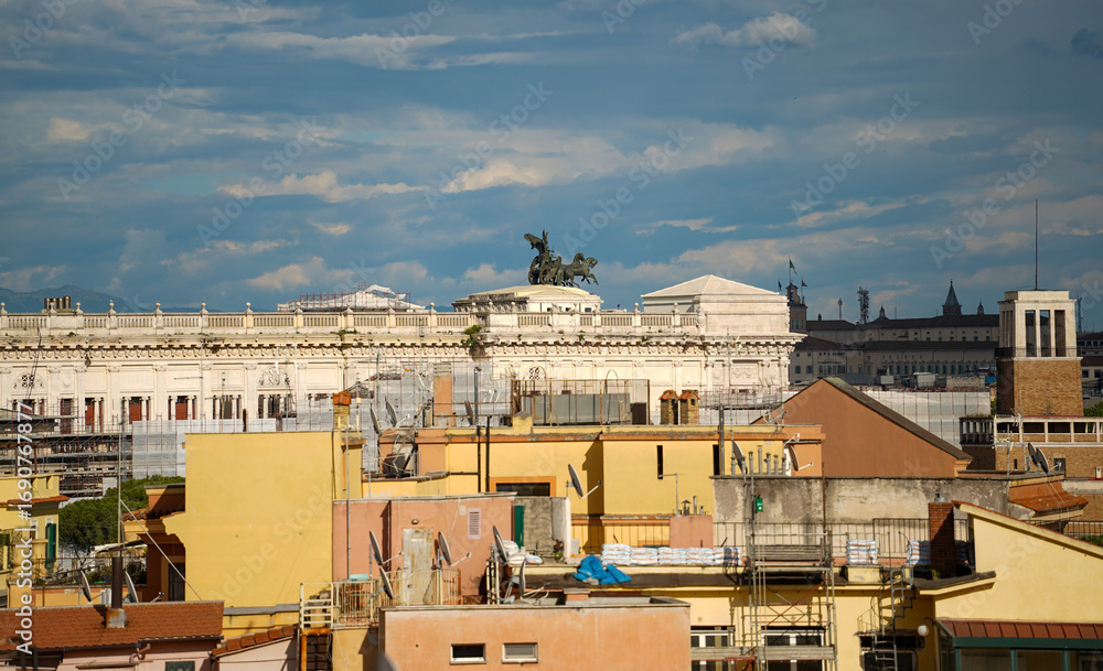Fototapeta premium panorama over Rome, Italy on a sunny day. historic buildings. details.