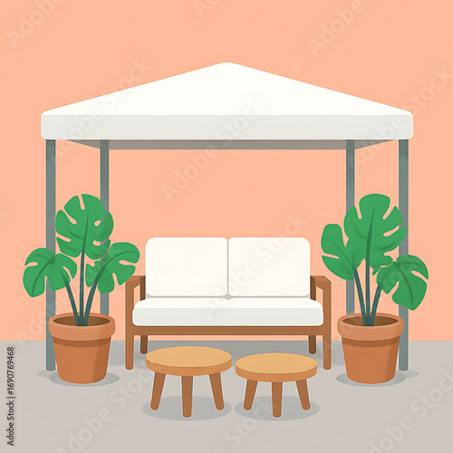 Relaxing Outdoor Patio Furniture Under Gazebo