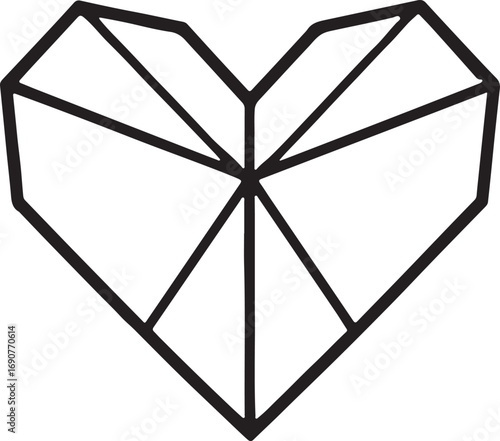 Simple black heart outline symbol on white background representing love affection and emotional connection for romantic or decorative themes