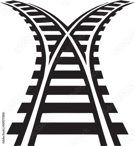 Railroad tracks vector silhouette