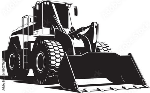Front End Loader Vector Heavy Construction Equipment Outline Illustration
